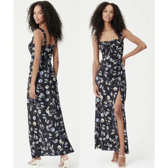 Nicholas NWOT Nina Dress Danbury Floral Maxi Black Blue Women’s 14 - Picture 9 of 16